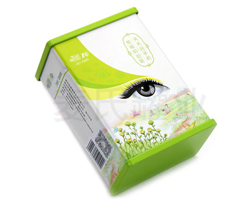 明目菊花茶鐵盒子包裝,花草茶馬口鐵盒,獨(dú)特浮雕激凸工藝,用精湛的工藝彰顯麥?zhǔn)瞎迾I(yè)12年定制包裝的傳承歷史,材質(zhì)有0.23mm鍍錫馬口鐵,真材實(shí)料,相比紙質(zhì)、三片罐，新穎包裝更高檔次